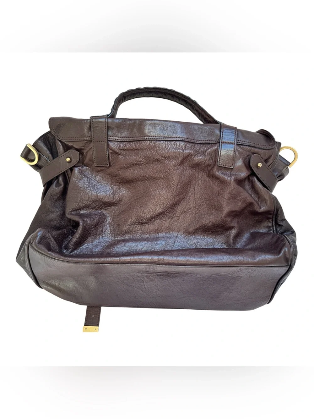 Mulberry Oversized Alexa Chocolate Brown Leather Satchel Bag - Picture 4 of 11